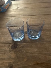 Anchor Hocking Ice Blue Tartan Paneled Whiskey Low Ball Glasses – Set Of 2