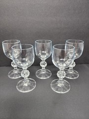 Set Of 5 Claudia Import Assoc Cordial Glass Bohemia Crystal Goblets Glasses