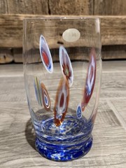 Murano Italy Lavrazione Milleflori 6 1/2 in Drink Glass Multicolor Blue Confetti