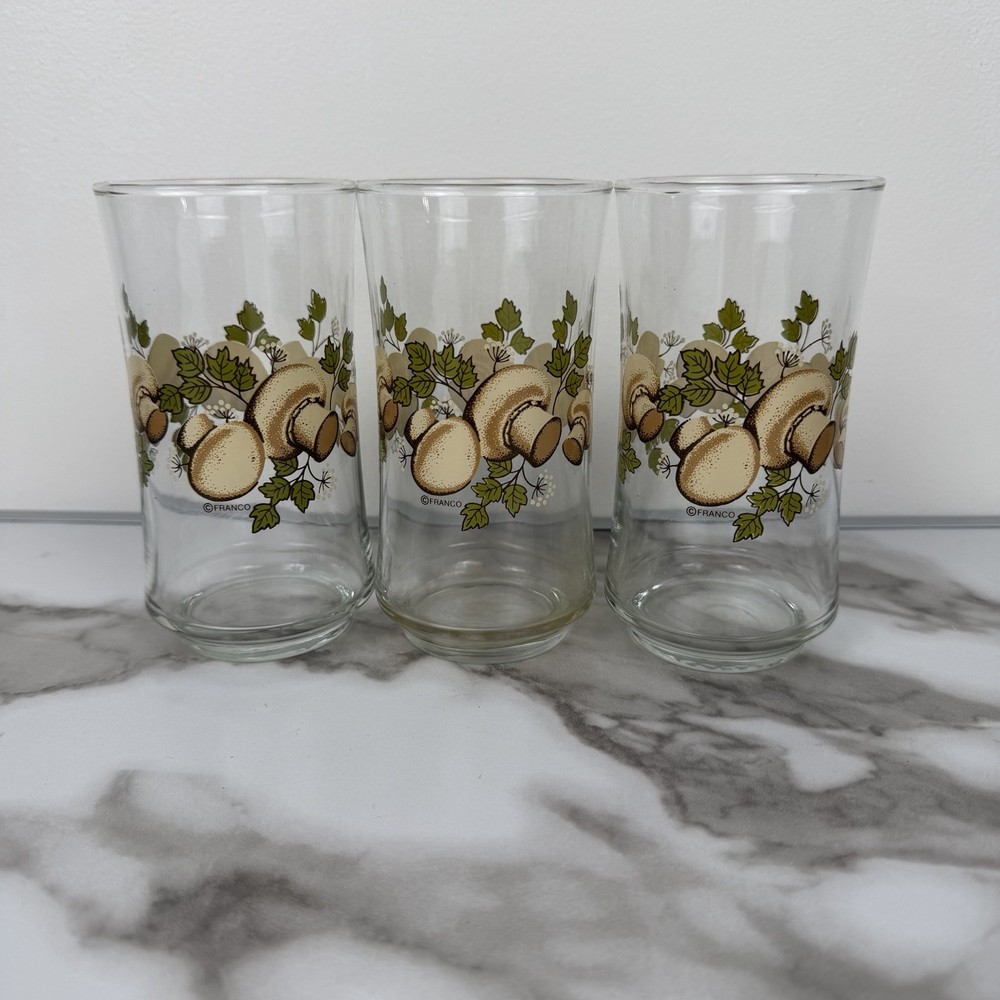 Vintage Set of Three Libbey Franco Mushroom Glasses
