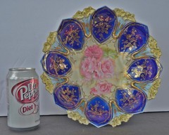 RS Prussia Heavy Cobalt Gold Roses Mold 90 Bowl