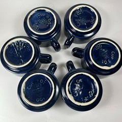 Vintage Pfaltzgraff Cups Mugs Bowls Cobalt Blue Ceramic 9 oz #100 Lot of 6