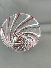 Vintage Red & White Swirl Candy Striped 6″ Tall Drinking Tumbler Glass