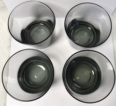 Vintage Smoke Glass Lowball Drinking Glasses – Barware – 3.25” Set Of 4