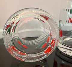 Set of 2 Ribbed Cherry Cherries Double Old Fashioned Glasses Nice!