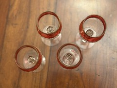Vintage Kings Crown Ruby Red Gold Trim Cordial Liqueur Glasses Set of 4 MCM