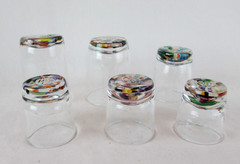 6 Pc. Murano Style Hand Blown Glasses All Different Sizes- Multi-Colored Bottoms