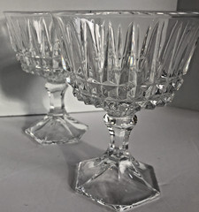 Vintage Fosteria Heritage Crystal Champagne Sherbert Clear Glasses 5″ Set of 2