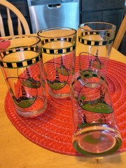 Vtg. 4 Alco Industries Light House 12 oz. Tumbler Glasses