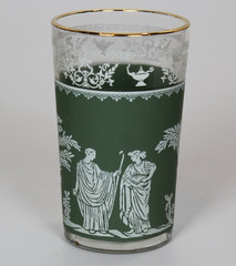 Wedgwood Jasperware – Jeanette – Hellenic Green Juice Glasses FIVE – 3 7/8” tall