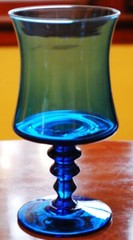 Vintage Set 4 RICHMOND BLUE Colony WATER/ WINE GOBLETS Wafer Stem 6.75″