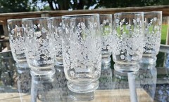 Anchor Hocking Triguba Eight 8 Glass Tumbler Flowers 5”H Vintage Christmas Gift