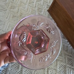 2 Fenton LG Wright MADONNA INN Wild Rose DARK PINK 6.5 Inch WATER Glass Goblet