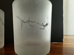 Frosted/Etched Scottish Highland Petroglyph Low-Ball Whiskey Glasses Set Of 6