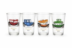 Vintage 1950s Hazel Atlas Antique Car Tumblers Set Ford Chevy Buick