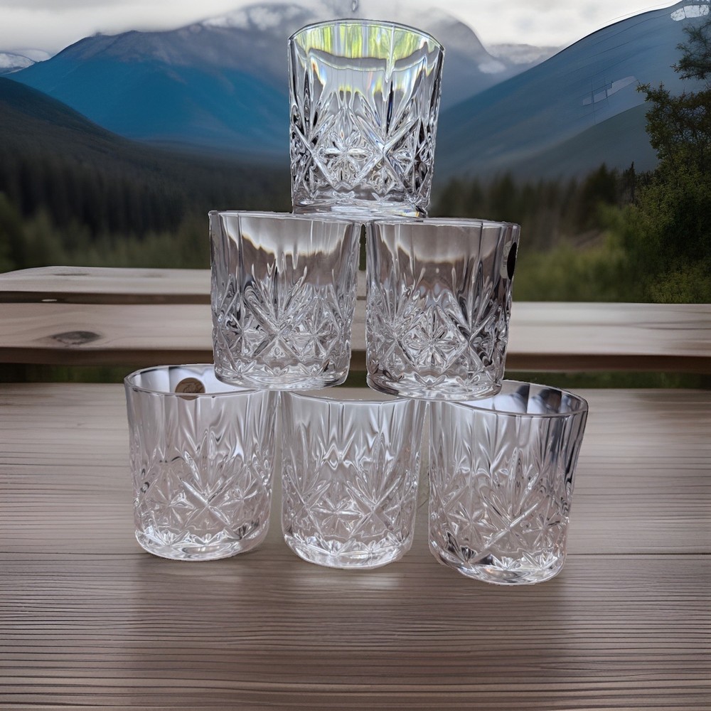 6 Cristal d’ Arques Genuine Lead Crystal Whiskey Glasses High Ball Masquerade