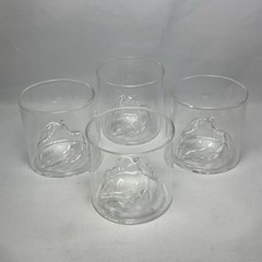 3D Mountain Whiskey Lowball Glasses Clear Cocktail Glass Set of 4 Lightweight