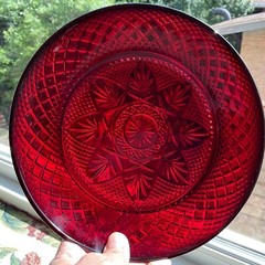 Vintage Luminarc Antique Ruby Pressed Cut Gothic Patterm Durand Cristal d’Arques