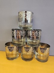 Set of 6 Vintage MCM Silver Overlay Dorothy Thorpe Sliver Fade Rocks Glasses Rd