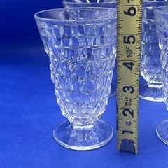 VTG Set Of 4 Fostoria American Cubist Manganese Glass 5.75” Footed Tea Goblets