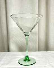 Mid Century Retro Four Tinted Green Vintage Martini Goblets/Glasses Set