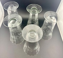 Vintage Floral Etched Glass Footed Iced Tea Glasses Set of 5
