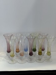 Vintage Champagne Glasses. Multi Color, 2.5oz Ball Stem And 7 Inches Tall.