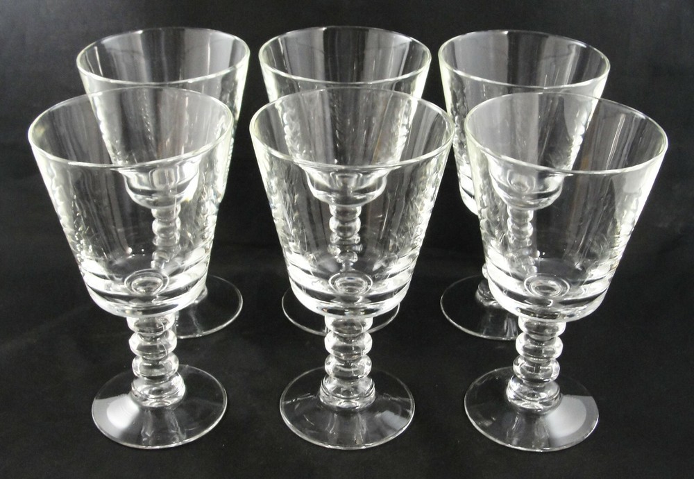 Cherish Empire by Javit Clear 6 Crystal Water Goblets 6 3/8″ With Wafer Stem