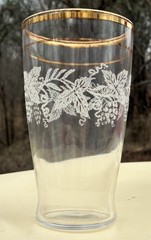7 Vintage bartlett collins grape leaf etched glasses mid century modern 1950’s
