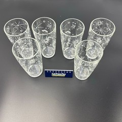 Set of 6 Vintage Space Atomic Drinking Glasses MCM 6″ Starburst Planets