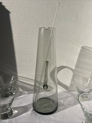 MCM 13″ Per Lütken Holmegaard Kastrup Smoke Glass Martini Pitcher W/4 Glasses