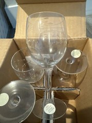 4 Princess House Heritage 6″ Wine Glasses #420 Set Clear Floral Etch Stemware