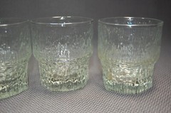 4PC Vintage Clear Glacier Textured Tree Bark Old Fashioned Glassware