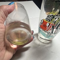 Vintage 1950’s Set Of 2 Glasses “Gay 90’s Gas Buggy” & “Bicycle for two” Unique