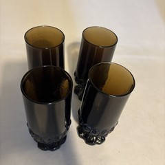 Vintage MCM Tiffin Franciscan Madeira Smoke Brown Footed Goblets Set Of 4