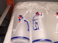French Art Deco Sailor Frosted Glass Tom Collins Highball Glass – Set Of 6 -RARE