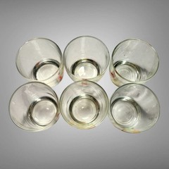 Vintage Anchor Hocking Set Of 6 Transportation Scenes Low Ball Rocks Glasses