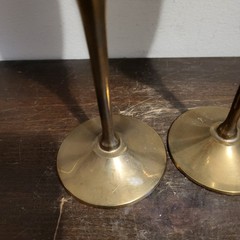 Vintage Brass And Silver-Plate Champagne Flutes Pair 9.5″