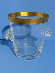 Vintage THERESIENTHAL Minton Gold Encrusted Rim Crystal Ice Bucket EUC