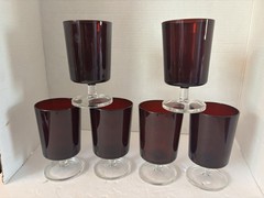 6-Luminarc Arcoroc cavalier Ruby Red wine Glasses 5 1/4 in In france