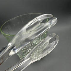 Vintage Crystal Style Ice Bucket Small Etched Glass Starburst Base Barware 5.5″