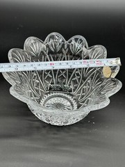 Crystal Bowl Cut Glass Imperial Star Burst Design Flower Ruffle Rim 6.5 Diameter