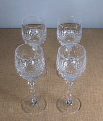 Vintage Spiegelau Crystal Glasses Wine Goblet SP13 Cut Crisscross Diamond Patter