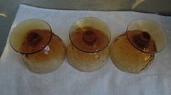 3 Seneca Driftwood Morgantown Crinkle Amber Sherbet Champagne Goblets