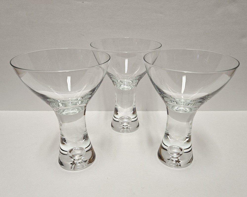 Lot 3 TRIBECA BUBBLE STEM Martini Glasses Weighted Base Southern Living At Home
