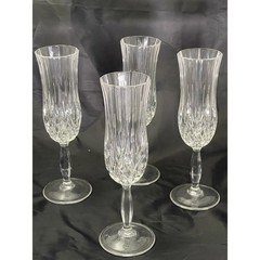 RCR Royal Crystal Rock Fluted Champagne Glasses Aurea Italy Set Of 4 8.5″ tall