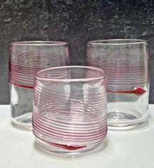 3 Vtg Thames Street Glass House Art Glass Cocktail Tumblers 1986 Applied Rings