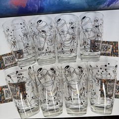 Cocktail Tumbler MCM Glasses Black & Gold Set of 8 Midcentury Modern Vintage