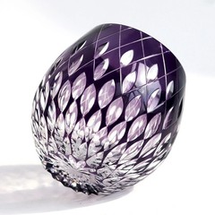 Crystal Edo Kiriko Craft Collect Whiskey Glasses Handmade Drinking Glass Purple