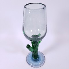 Mexican BLOWN GLASS Cactus Southwest Blue Green Yellow Wine Water GOBLET SET